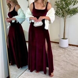 Lulu's Burgundy Maxi Dress with Slit
